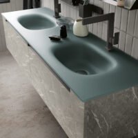 حوض غسيل مزدوج مدمج من كوتا باللون الأخضر الداكن