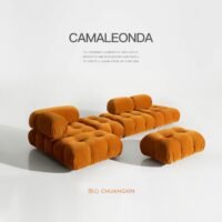 Italian Minimalist Vintage Modular Sofa - Buckle Fabric Cube