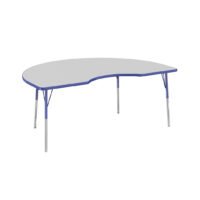 Table d'école et de bureau pour activités rénales Factory Direct Partners 10087-GYGN (48" x 72"), pieds standard avec patins pivotants, hauteur réglable de 19 à 30" - Plateau gris et bord bleu. chinaatoday
