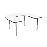 طاولة أنشطة مدرسية ومكتبية متنقلة قابلة للمسح الجاف بتصميم حدوة حصان (10228-DEBK) من Factory Direct Partners (60 × 66 بوصة)، بأرجل فائقة مع زلاقات وعجلات، وارتفاع قابل للتعديل من 19 إلى 30 بوصة - سطح السبورة البيضاء/حافة سوداء من chinaatoday