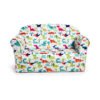 Costzon Kids Sofa, Double Seat Children's Sofa w/Dinosaur Pattern, Toddler Furniture Armrest Chair for Bedroom, Living Room, Large Kids Couch w/Sturdy Wood Construction & Comfortable Back, Multicolor chinaatoday