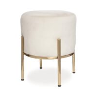 مسند عثماني مستدير منجد من ميليارد، وسادة مخملية مع أرجل معدنية ذهبية، يستخدم كمقعد كرسي زينة أو مسند للقدمين - 14 × 17 بوصة (عاجي) chinaatoday