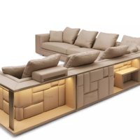 أريكة زاوية إيطالية فاخرة من الجلد الخفيف - راحة أنيقة