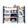 Rangement de jouets pour enfants Honey Joy à 4 niveaux avec 6 bacs, unité de rangement de jouets 2 en 1 avec bibliothèque d'angle et coffre à jouets amovible, mobilier pour tout-petits pour salle de jeux et garderie (bleu) chinaatoday