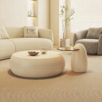 Nordic Modern White Wabi Sabi Round Coffee Table