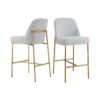 CHITA Tabourets de bar à hauteur de comptoir Lot de 2, tabourets de bar en métal pour îlot de cuisine, hauteur d'assise 27" H, tissu, blanc (multicolore) chinaatoday