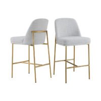 CHITA Tabourets de bar à hauteur de comptoir Lot de 2, tabourets de bar en métal pour îlot de cuisine, hauteur d'assise 27" H, tissu, blanc (multicolore) chinaatoday
