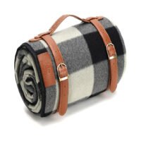 Manta de picnic portátil definitiva para acampar en la playa, impermeable, resistente a la arena, diseño a cuadros negros y grises. Chinaatoday