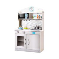 Ensemble de cuisine pour enfants Costzon, jeu de cuisine en bois avec son réaliste, micro-ondes, poêle, évier, ustensiles de cuisine, ensemble de cuisine pour tout-petits, garçons, filles, cadeau pour les 3 ans et plus, argent chinaatoday