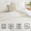 Queen Comforter Set White Tufted Jacquard Boho Soft Shabby Chic Reversible down Alternative Microfiber Bedding - All Season Duvet and 2 Pillowcases Farmhouse Bed Sets Women Men Size 88 X 90 3Pc
