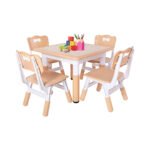FUNLIO Kids Table and 4 Chairs Set, Height Adjustable Toddler Table and Chair Set for Ages 3-8, Easy to Wipe Arts & Crafts Table, for Classrooms/Daycares/Homes, CPC & CE Approved（5-Piece Set） chinaatoday