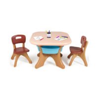 Ensemble table et chaises pour enfants Costzon, table d'activités 3 pièces avec bac de rangement amovible pour jouets et 2 chaises pour enfants, lecture, art, artisanat, forte capacité de charge, léger, ensemble table et chaises pour tout-petits, café chinaatoday