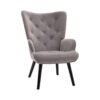 Dolonm Terciopelo Acento Silla Moderna Acolchada Botón Wingback Vanidad Silla con Brazos Tapizado Alto Espalda Silla de escritorio con patas de madera maciza para Sala de Estar Dormitorio Sala de Espera (Gris Plata) chinaatoday