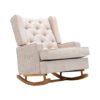 Dolonm Nursery Rocking Chair Fauteuil à bascule rembourré Mid Century Modern Rocker Oversized Wingback Armchair for Living Room with Solid Wood Base (Beige) chinaatoday