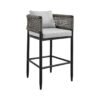 Felicia Outdoor Patio Counter Height Bar Stool in Aluminum with Grey Rope and Cushions (tabouret de bar à hauteur de comptoir en aluminium avec corde et coussins gris) chinaatoday