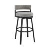 Armen Living Encinitas Outdoor Patio Swivel Bar Stool in Aluminum and Wicker with Grey Cushions chinaatoday