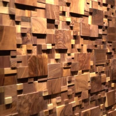 Lujo nogal negro 3D cuadrado de madera maciza decoración de la pared de madera - BEJUSTSIMPLE