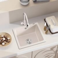 Cream-Colored Quartz Stone Sink: Elegant & Durable Design