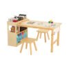 Table d'art pour enfants et 2 chaises avec rouleau de papier, table de bricolage avec grandes étagères de rangement, bureau à dessin, table d'activités et table d'étude pour enfants, meubles en bois pour activités et bricolages pour enfants chinaatoday