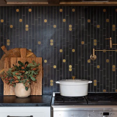 Nero Tik Tax round Gold Marble Mosaic tile - BEJUSTSIMPLE