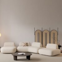 Murray Modular Sofa: Modern Cream 3-Seat Design