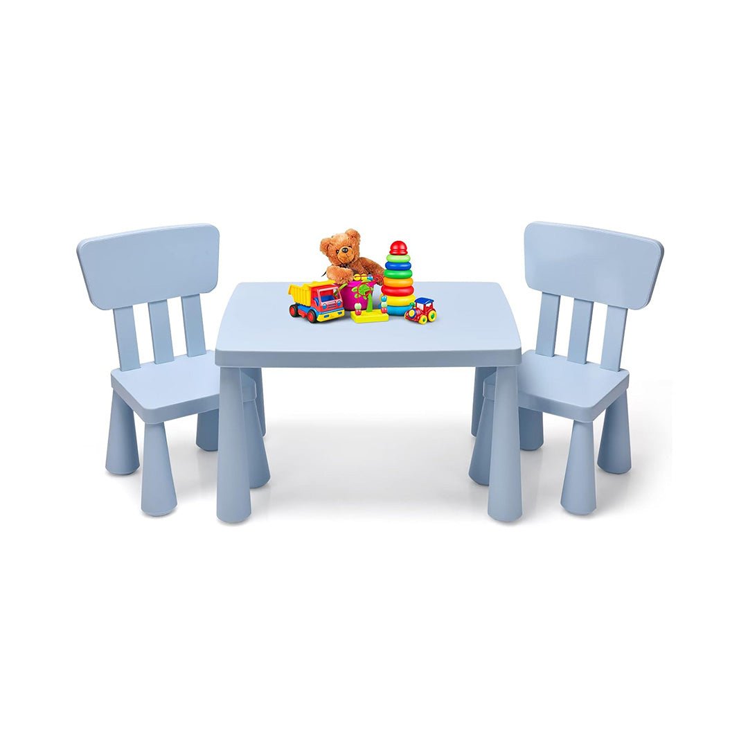 75 HONEY JOY Table et chaise pour enfants, table d'activité en plastique et 2 chaises pour l'art et le bricolage, plateau de table facile à nettoyer, ensemble de meubles pour enfants en bas âge 3 pièces pour la salle de jeux de la garderie, cadeau pour les garçons et les filles(Bleu) chinaatoday