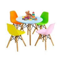 Costzon Kids Table and Chair Set, Kids Mid-Century Modern Table Set for Toddler Children, Kids Dining Table and Chair Set, 5-Piece Set(Colorful, Table & 4 Chairs) chinaatoday