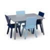 Kids Table and Chair Set (4 Chairs Included), Grey/Blue chinaatoday