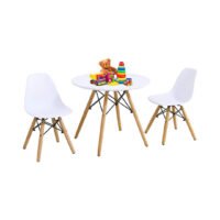 Costzon Kids Table and Chair Set, Mid-Century Modern Style, White, Table & 2 Chairs chinaatoday