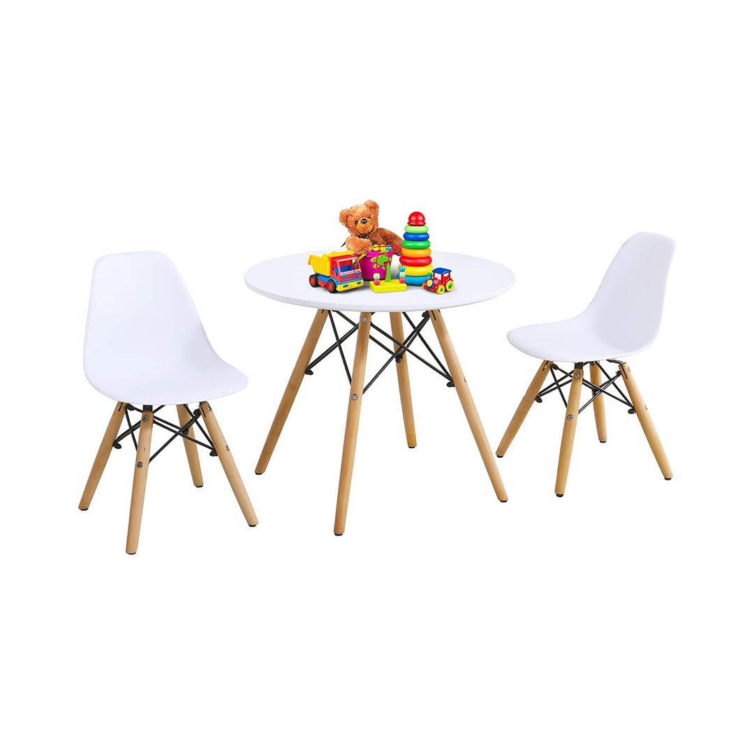 83 Costzon Kids Table and Chair Set, Mid-Century Modern Style, White, Table & 2 Chairs chinaatoday