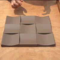 Curved semicircle black walnut log solid wood tea diffusion board sound-absorbing board villa hotel TV background wall decoration - BEJUSTSIMPLE