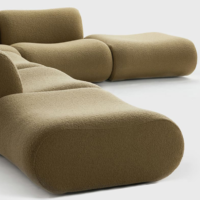 Nordic vintage modular sofa fabric living room small apartment three-seater without armrests black retro wabi-sabi style combination BEJUSTSIMPLE