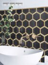 Azulejo de mosaico hexagonal Thassos blanco con aluminio dorado, estilo lujoso y ligero - BEJUSTSIMPLE