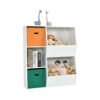 HONEY JOY Étagère de rangement pour jouets pour enfants à 5 compartiments, bibliothèque pour enfants avec 2 boîtes de rangement, vitrine de rangement pour jouets en bois à plusieurs compartiments pour salle de jeux et chambre d'enfant (blanc) chinaatoday