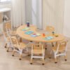 Tables et chaises de maternelle en plastique lourd pour l'éducation précoce des enfants, table d'étude de couleur pour bébé, table de lune relevable multifonctionnelle BEJUSTSIMPLE