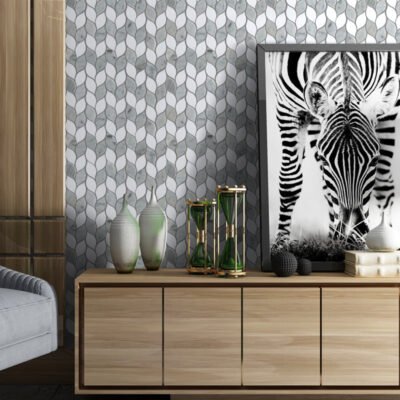 Mosaïque en marbre naturel en forme de feuilles - BEJUSTSIMPLE