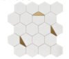 Azulejo de mosaico hexagonal Thassos blanco con aluminio dorado, estilo lujoso y ligero - BEJUSTSIMPLE
