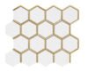 Azulejo de mosaico hexagonal Thassos blanco con aluminio dorado, estilo lujoso y ligero - BEJUSTSIMPLE