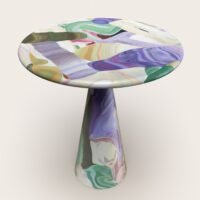 Orange Heart Fiberglass Creative Light Luxury Painted Leisure Table Dutch Artist Melting Pot Oil Painting Painted Table Dining Table Coffee Table BEJUSTSIMPLE