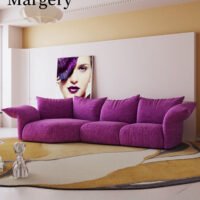 Sofá esquinero minimalista italiano de chenilla Margery Petal