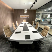 Modern White Conference Table & Chair Set