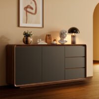 Nordic Solid Wood Tea Cabinet - Modern Storage Solution