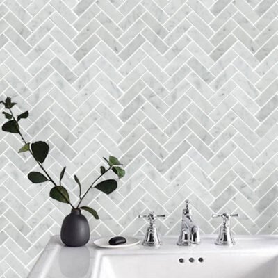 Stone mosaic background wall white fish bone spell herringbone marble porch bathroom kitchen floor tiles non-slip - BEJUSTSIMPLE